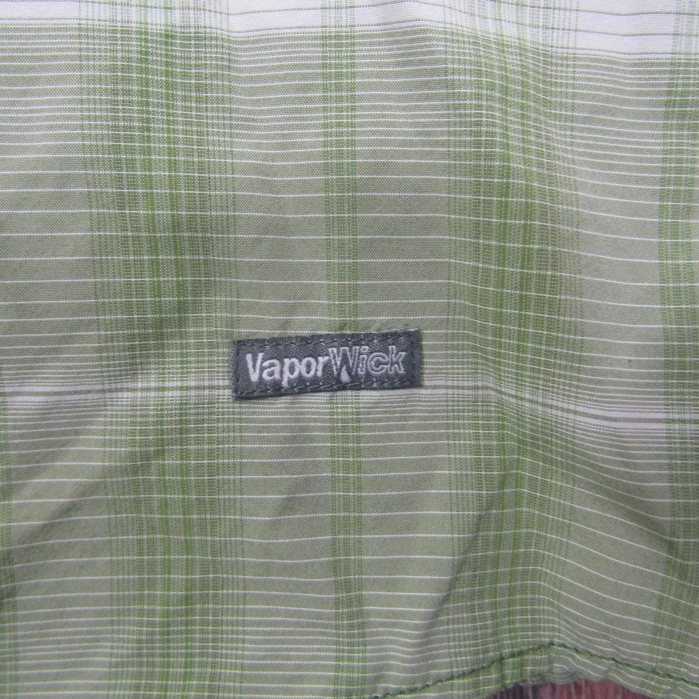 The North Face Shirt Mens XL Green Plaid Short Sleeve Button Up VaporWick Hiking